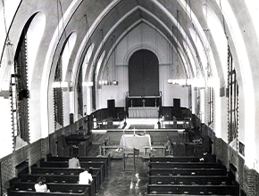 Black and white photo of an old Hope building